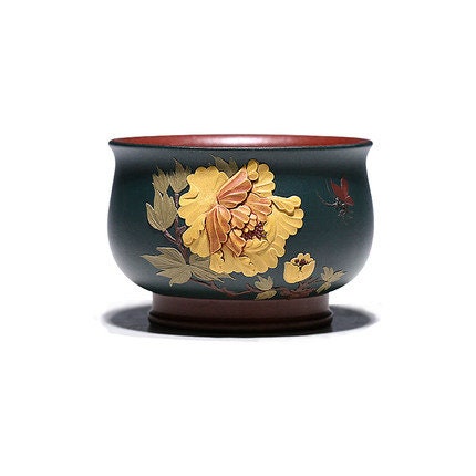 LIONRHK TEA - Yixing Zisha KungFu Tea Cup, Rich Flowers 190ml