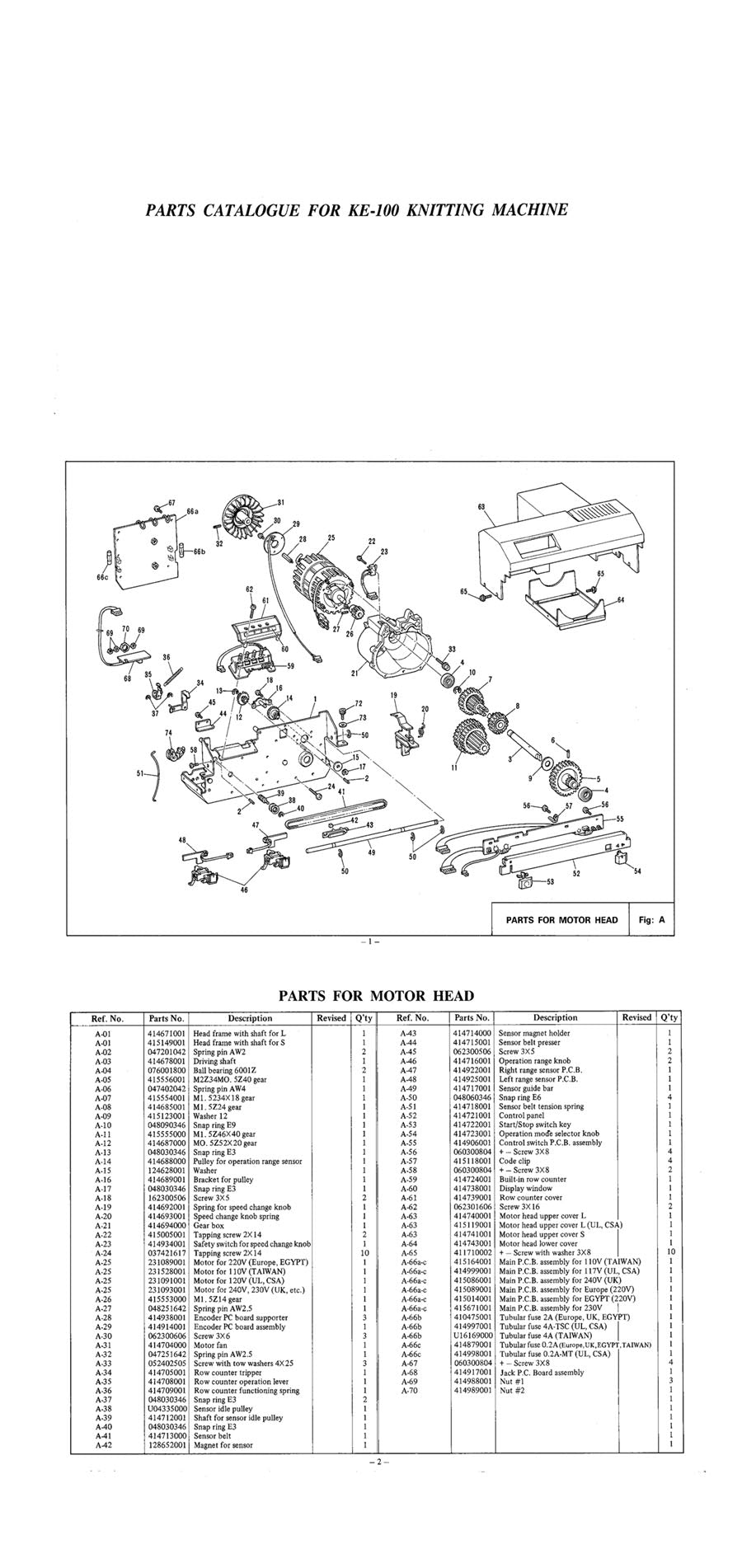 KE100 PARTS CATALOGUE 888373
