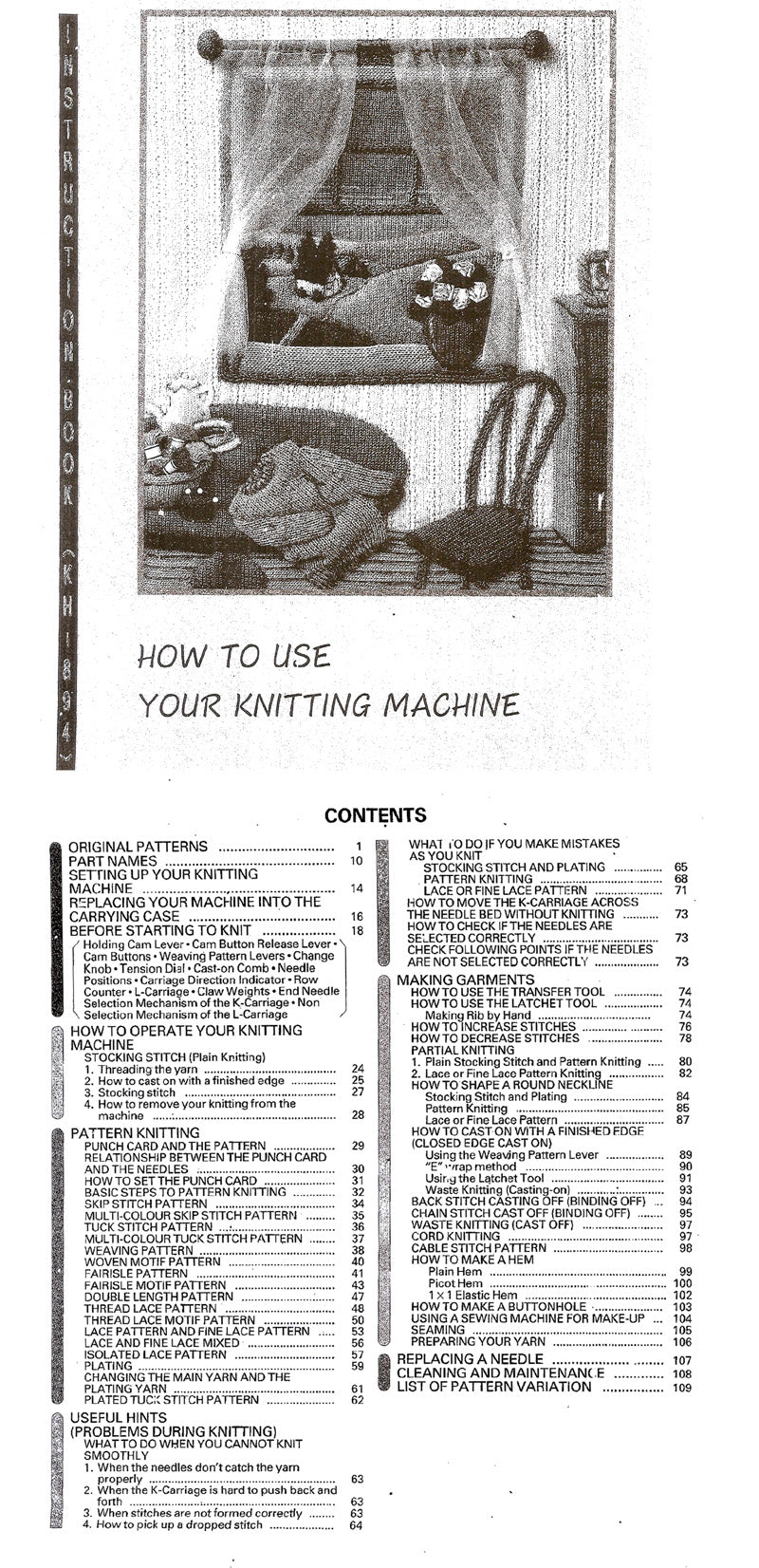 KH894 KNITTING MACHINE INSTRUCTION BOOK 888116
