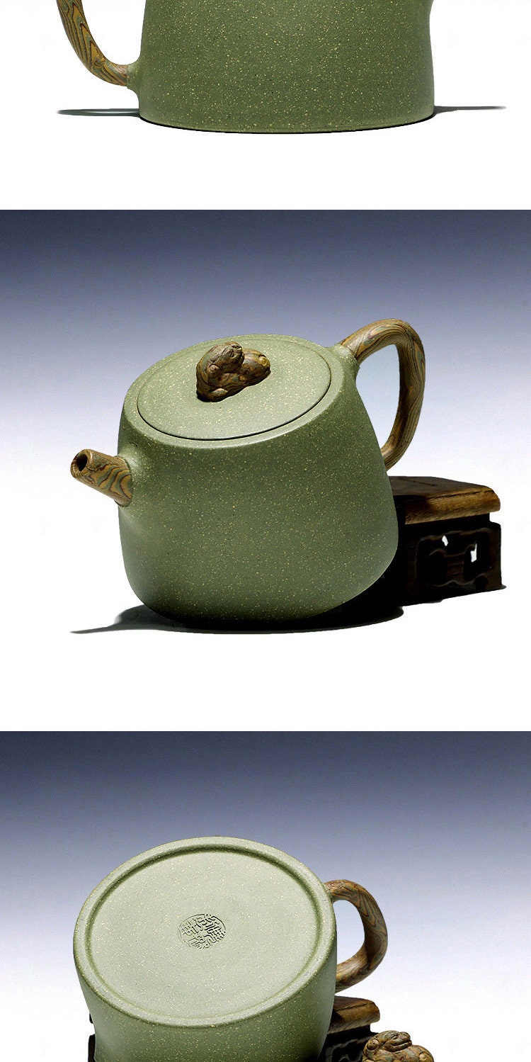 LIONRHK TEA - Yixing Zisha Clay Teapot, Ore Green Clay, Auspicious Well Fence 300cc