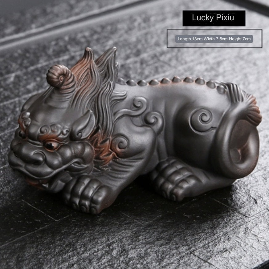 LIONRHK - Handmade Purple Pottery Pixiu Tea Pet Ornament