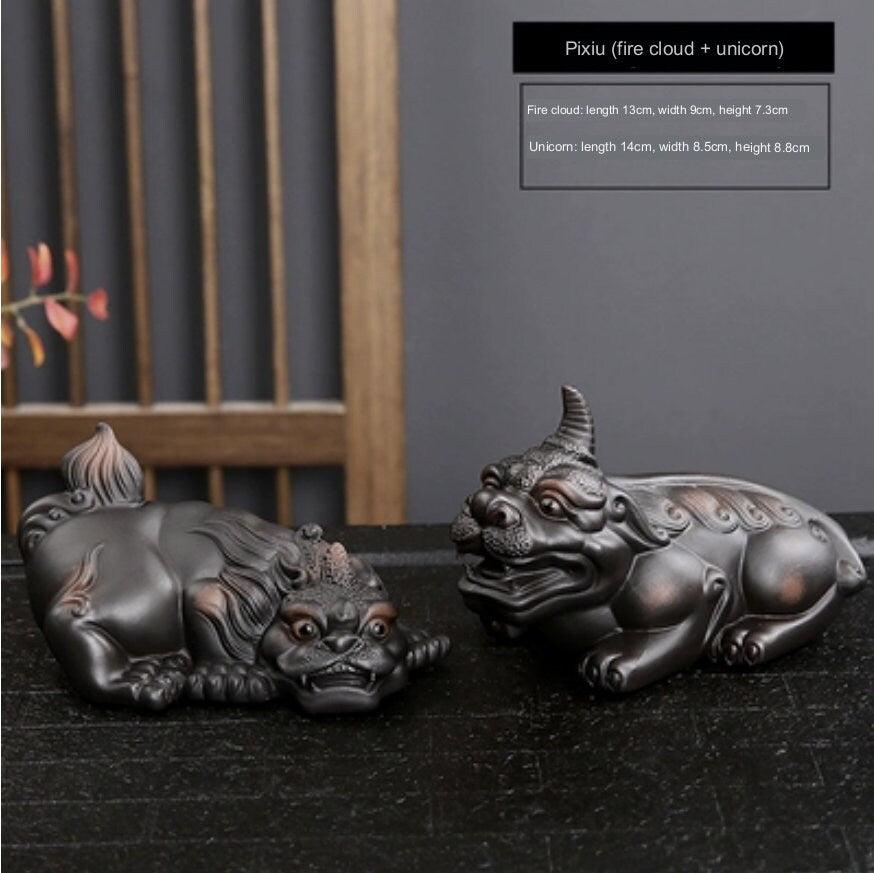 LIONRHK - Handmade Purple Pottery Pixiu Tea Pet Ornament