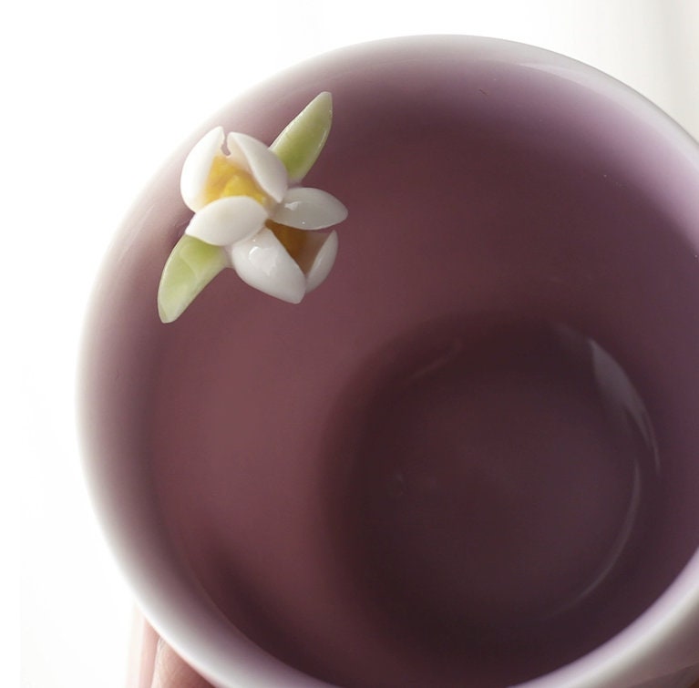 LIONRHK TEA - Exquisite Suet Jade White Porcelain Pinch Flower Cup, 65ml