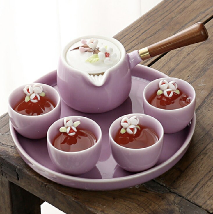 LIONRHK TEA- Ceramic Flower Pinch Tea Set