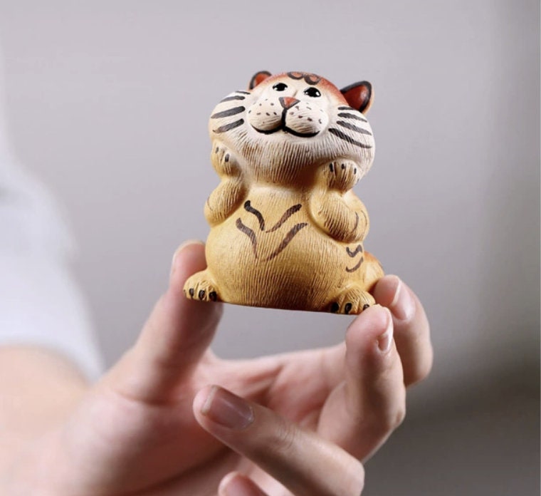 LIONRHK TEA - Zisha Tea Pet Sleepy Tiger, Handmade Ornament