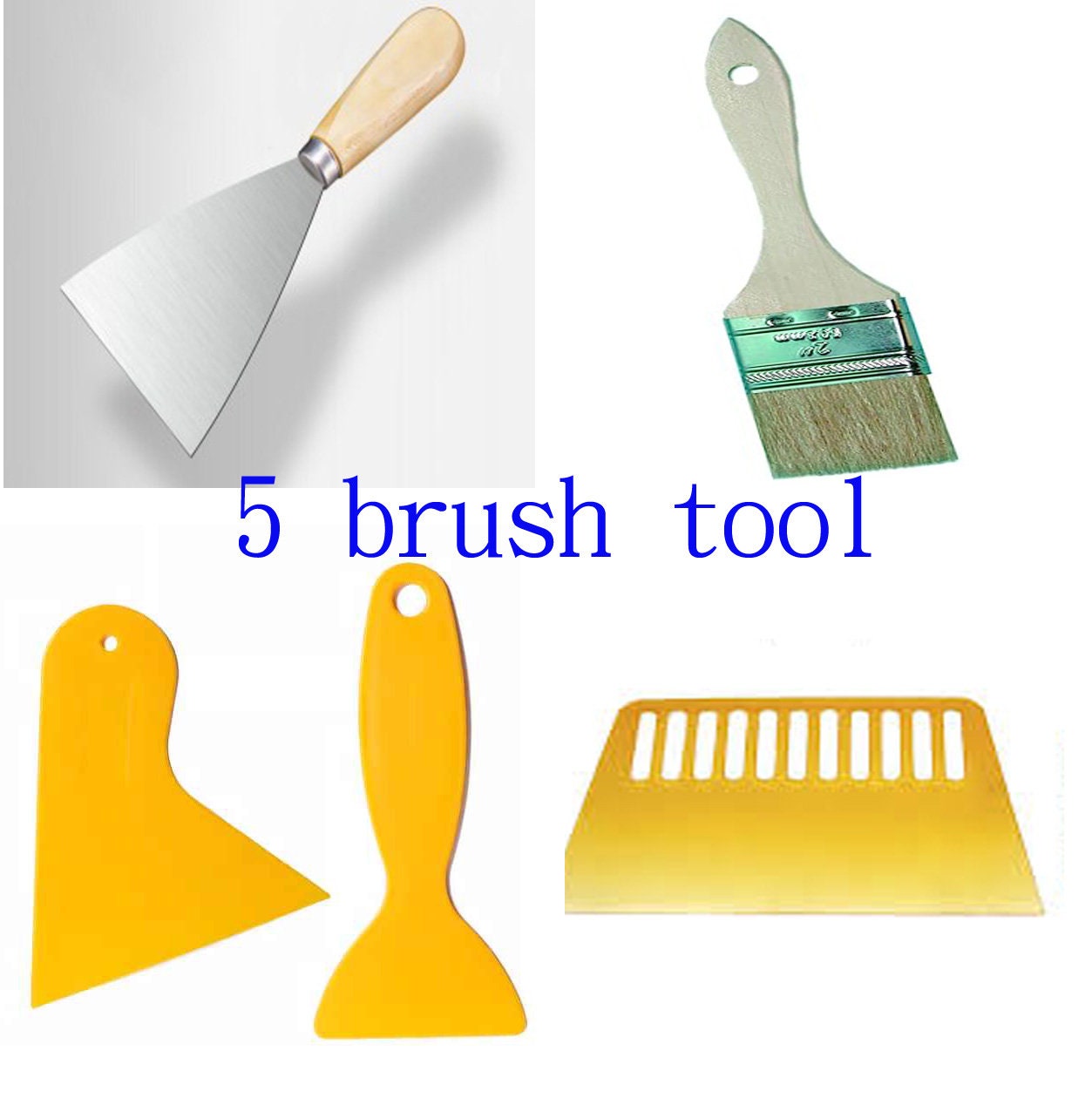 LIONRHK TUFT - Kit \ 5 Pcs Rug White Latex Brush、 Scraper、Tool for Tufting Rug \ Handmade Crafts