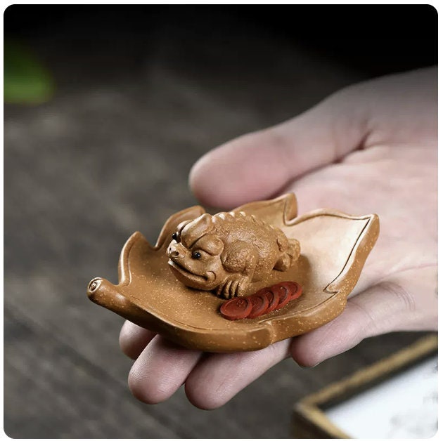 LIONRHK TEA - Zisha Tea Pet Golden Toad, Handmade Ornament