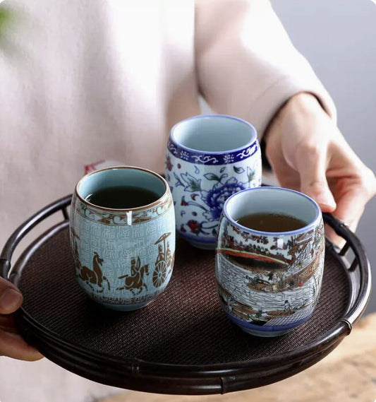 LIONRHK TEA - Ceramic Blue and White Tea Cup, 180ml