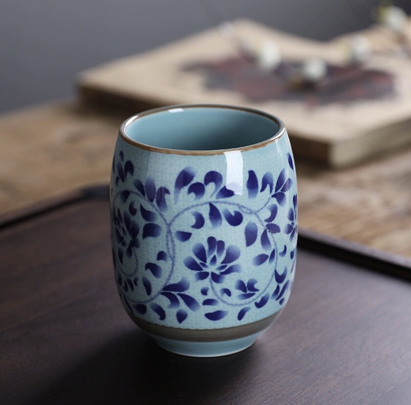 LIONRHK TEA - Ceramic Blue and White Tea Cup, 180ml