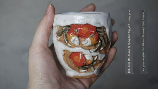 LIONRHK TEA - Japanese Crab Handmade Ceramic Tea Cup, 120ml