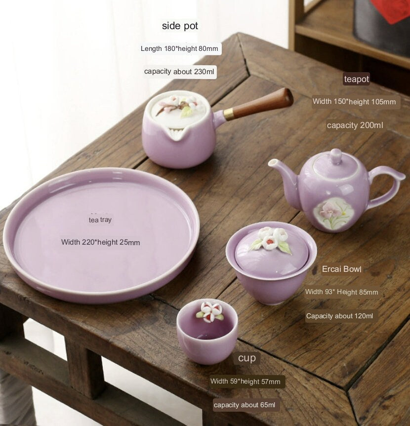 LIONRHK TEA- Ceramic Flower Pinch Tea Set