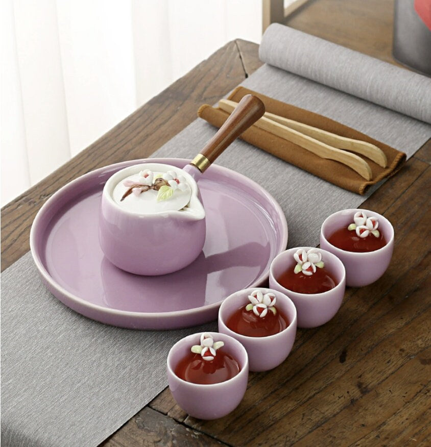 LIONRHK TEA- Ceramic Flower Pinch Tea Set