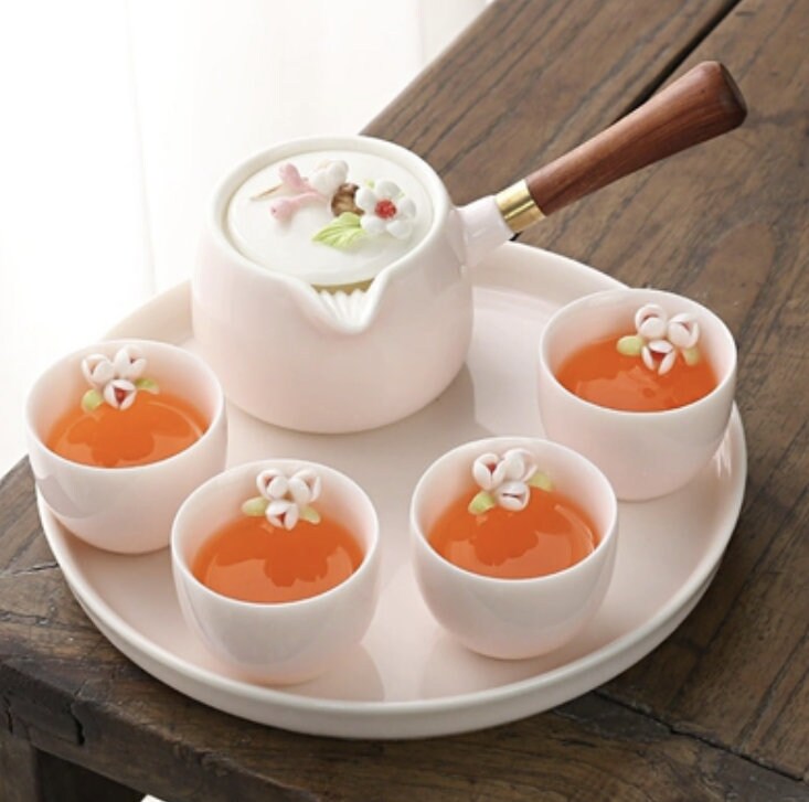 LIONRHK TEA- Ceramic Flower Pinch Tea Set