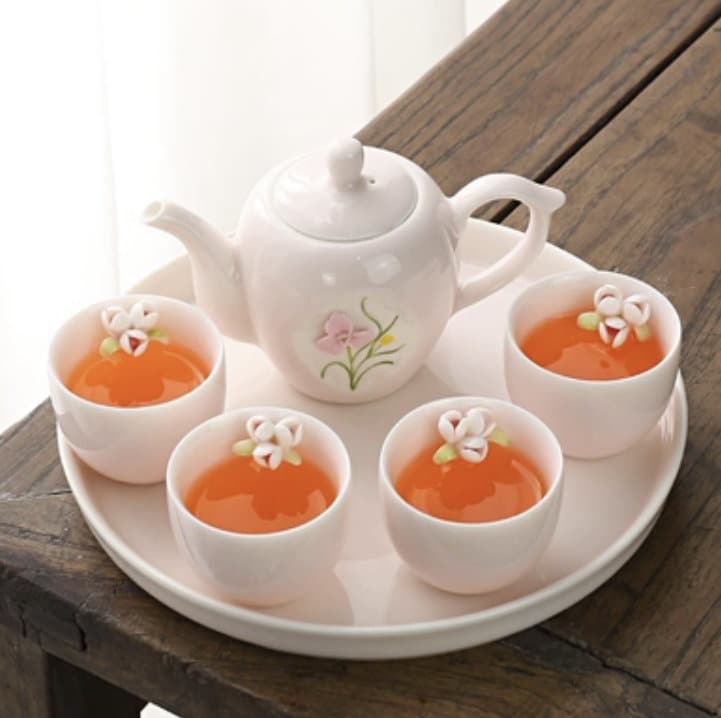 LIONRHK TEA- Ceramic Flower Pinch Tea Set