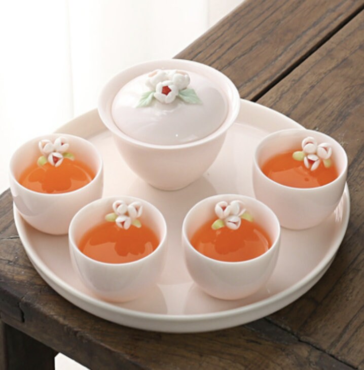 LIONRHK TEA- Ceramic Flower Pinch Tea Set