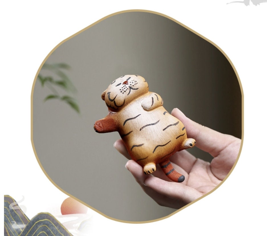 LIONRHK TEA - Zisha Tea Pet Sleepy Tiger, Handmade Ornament