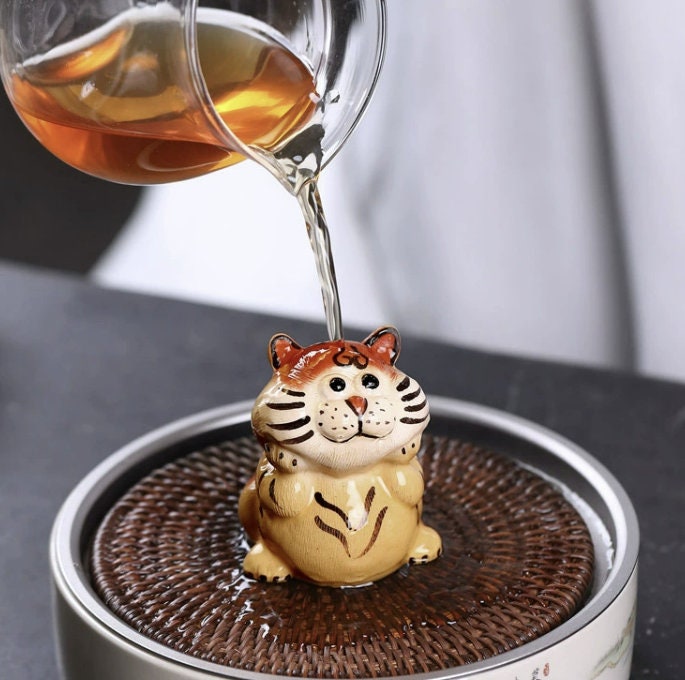 LIONRHK TEA - Zisha Tea Pet Sleepy Tiger, Handmade Ornament