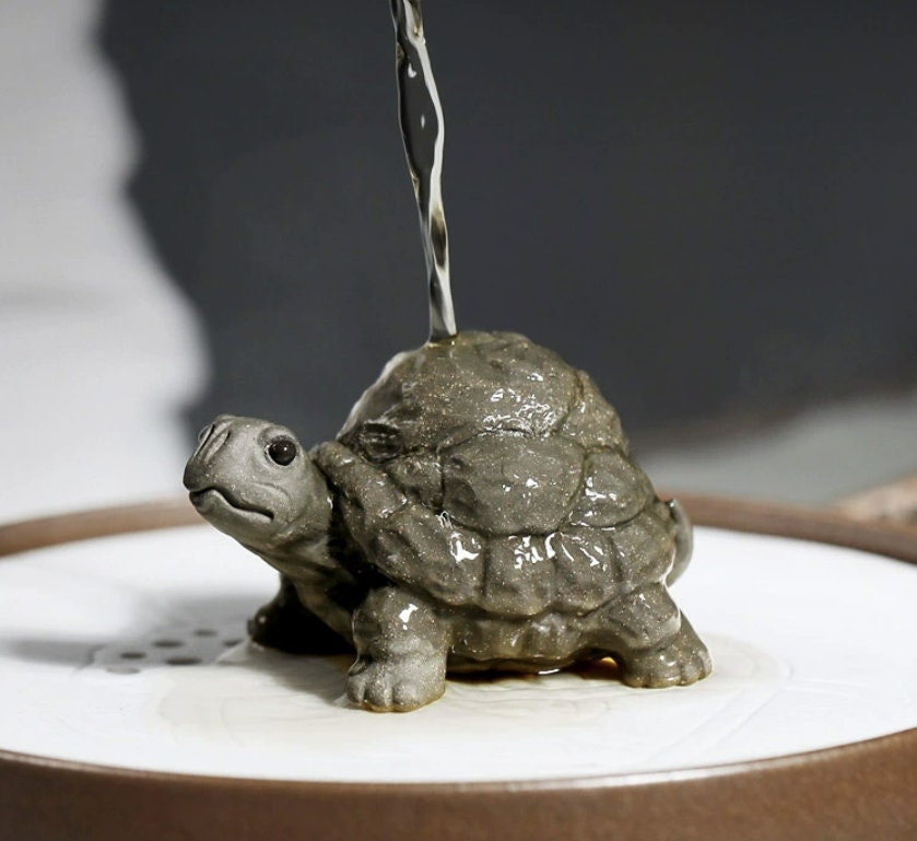 LIONRHK TEA - Zisha Tea Pet Little Turtle, Handmade Ornament