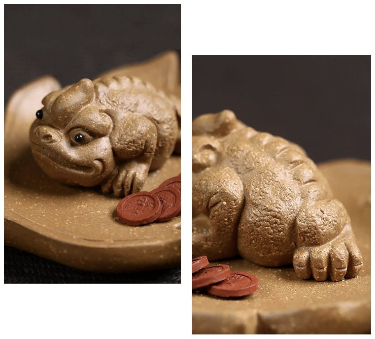 LIONRHK TEA - Zisha Tea Pet Golden Toad, Handmade Ornament