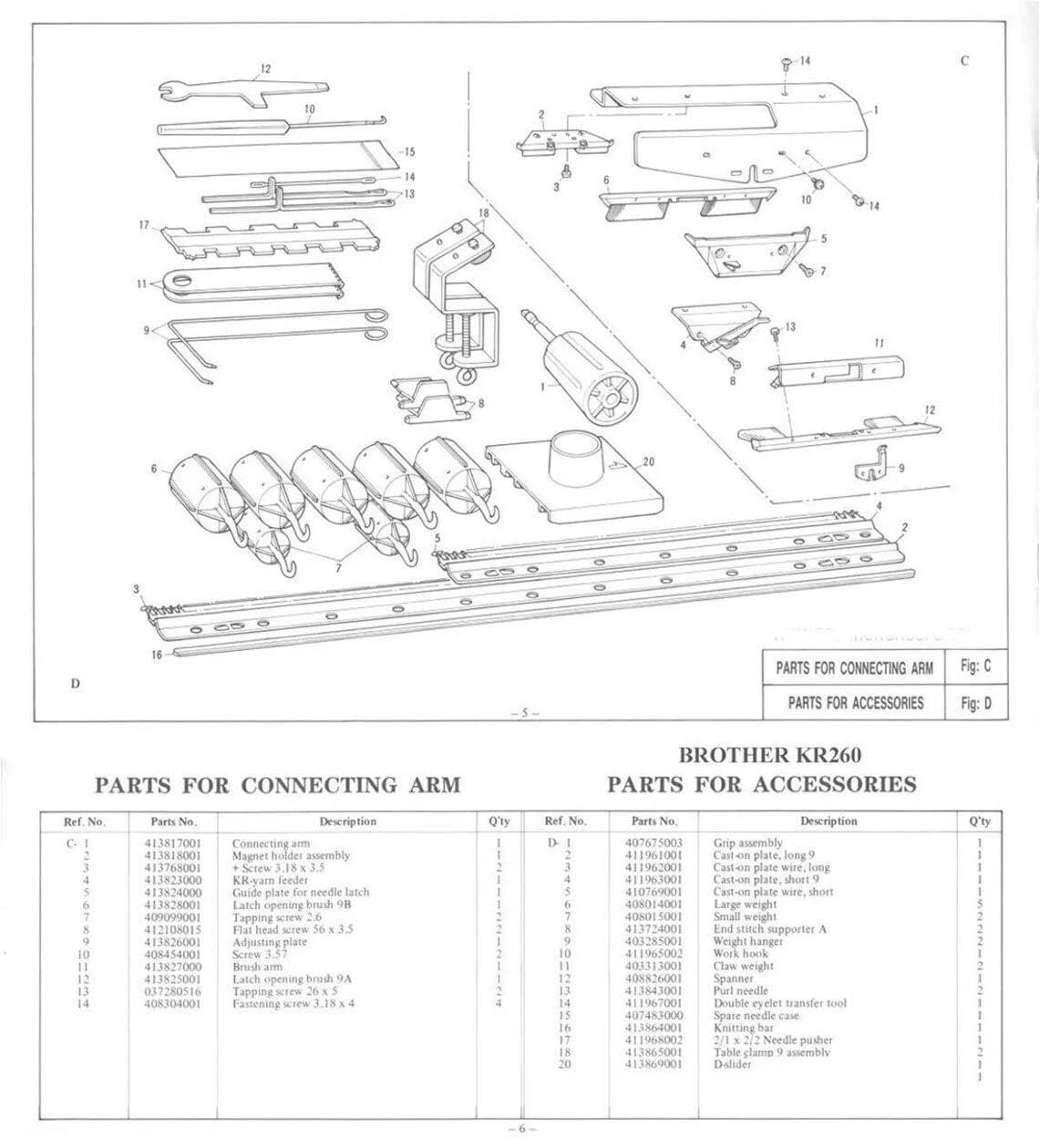 KR260 Ribbing Attachment for KH260 Knitting Machine Same as Brother Ribber