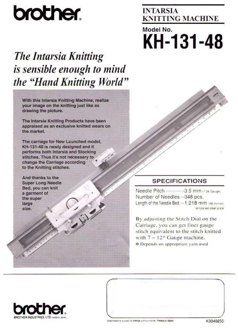 Brother KH131-48 Intarsia Knitting Machine