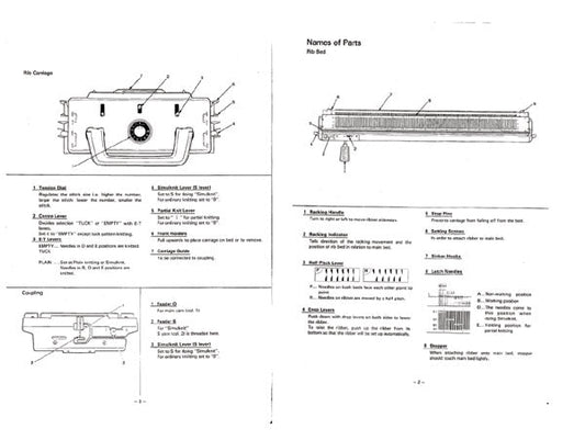 888653 INSTRUCTION MANUAL for TOYOTA KNITTING MACHINE KR505