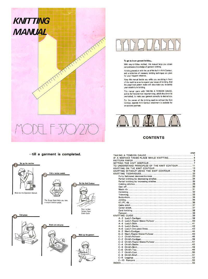 888515 KNITTING MANUAL for SINGER F370/270 KNITTING MACHINE