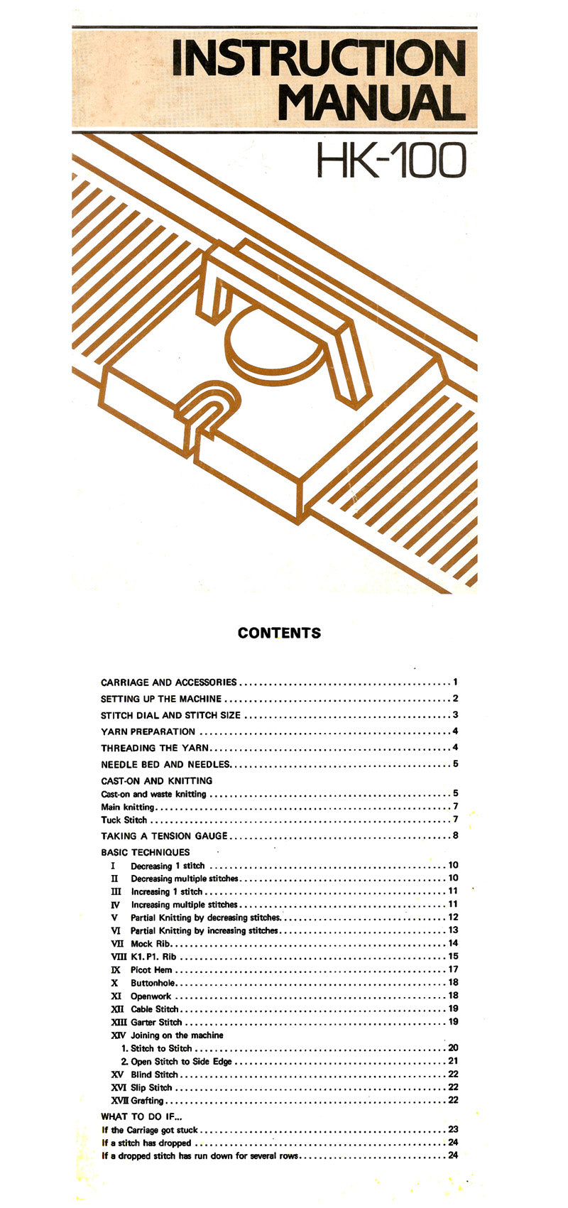 888519 SINGER HK100 KNITTING MACHINE INSTRUCTION BOOK