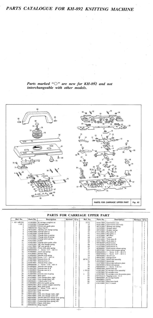 KH892 PARTS CATALOGUE 888390