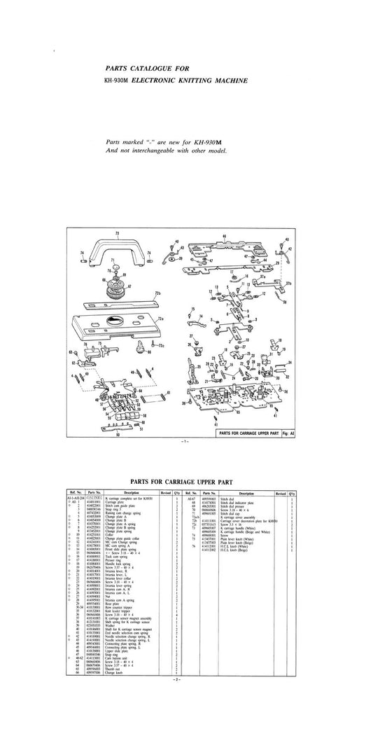 KH930 and KH930M PARTS CATALOGUE 888392