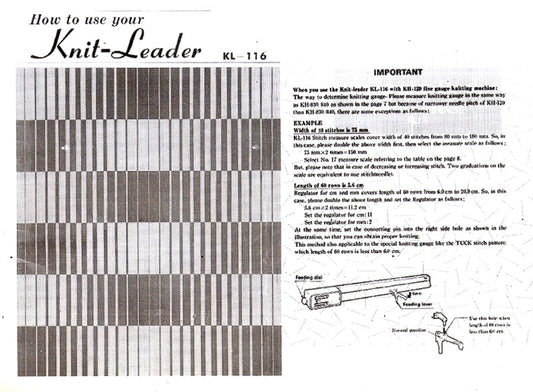 KL116 Knit-Leader KNITTING MACHINE INSTRUCTION 888122