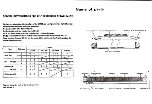 KR120 KR710 KNITTING MACHINE INSTRUCTION BOOK 888124