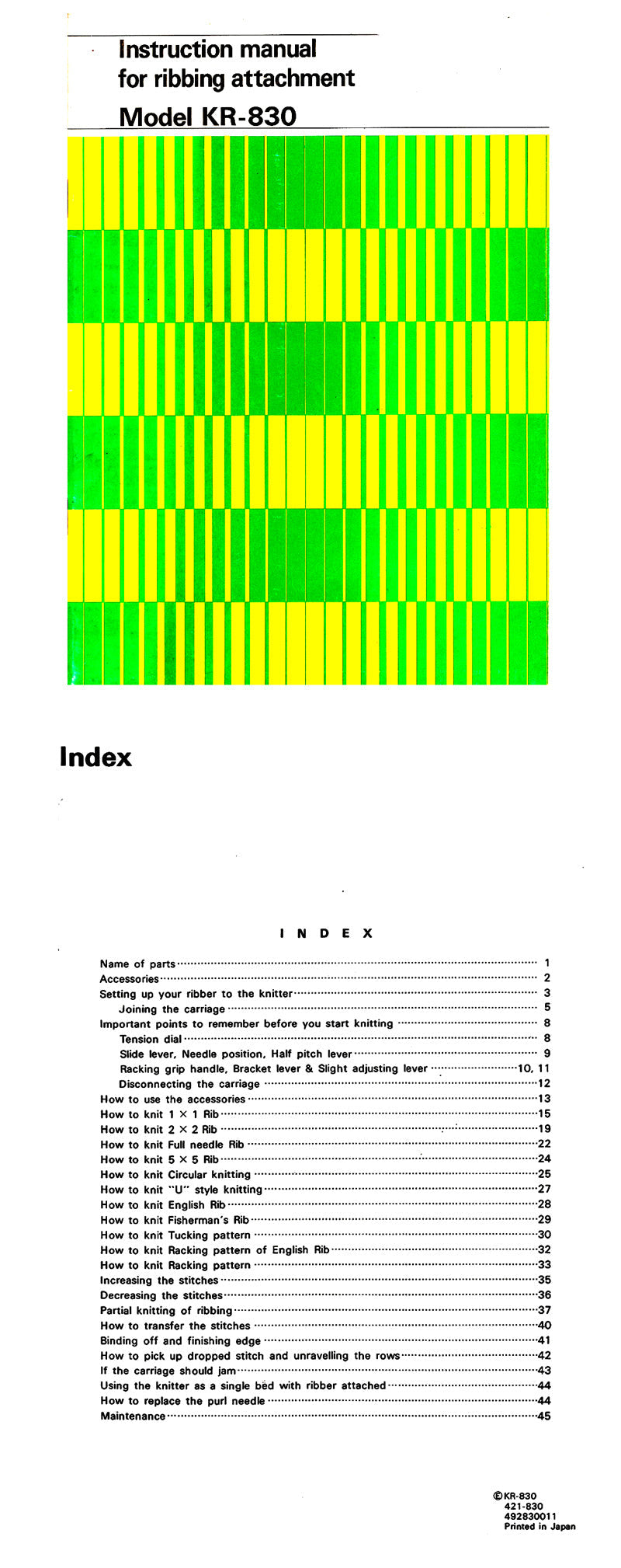 KR830 INSTRUCTION MANUAL 888149