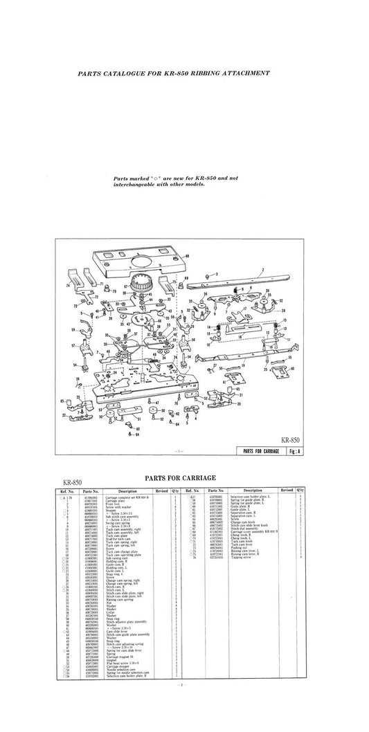 KR850 PARTS CATALOGUE 888400