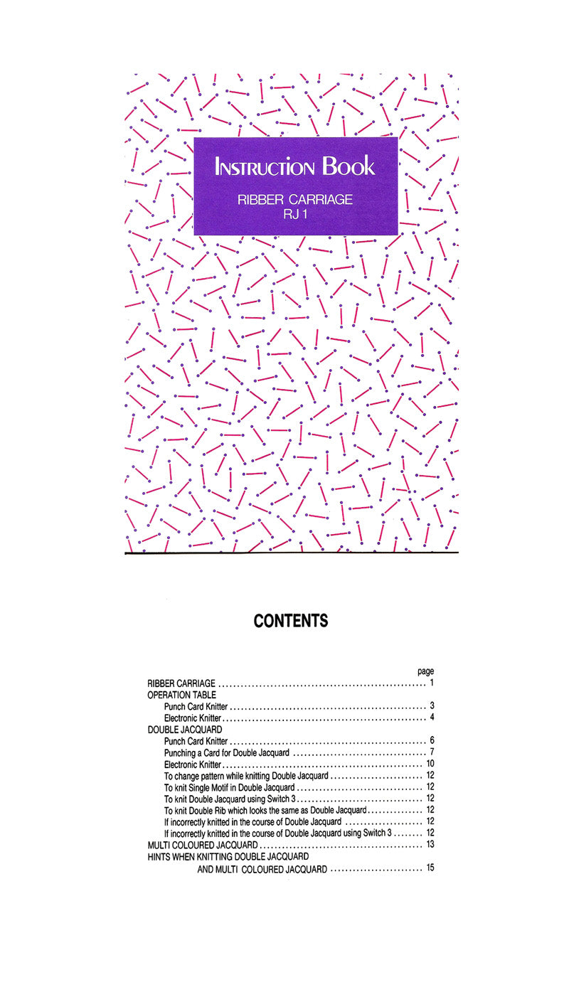 888504 INSTRUCTION BOOK for SINGER RJ1 KNITTING MACHINE