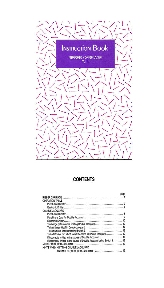 888504 INSTRUCTION BOOK for SINGER RJ1 KNITTING MACHINE