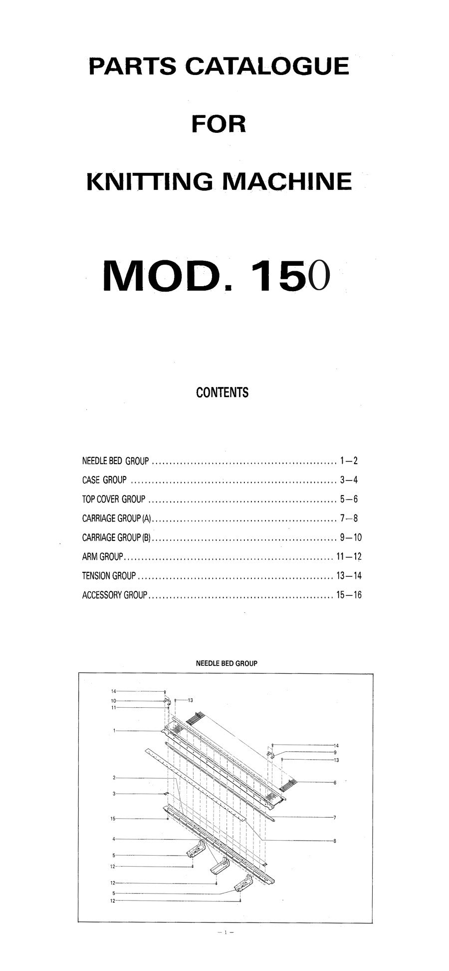 888604 SINGER PARTS CATALOGU For SK150 / SK151 KNITTING MACHINE