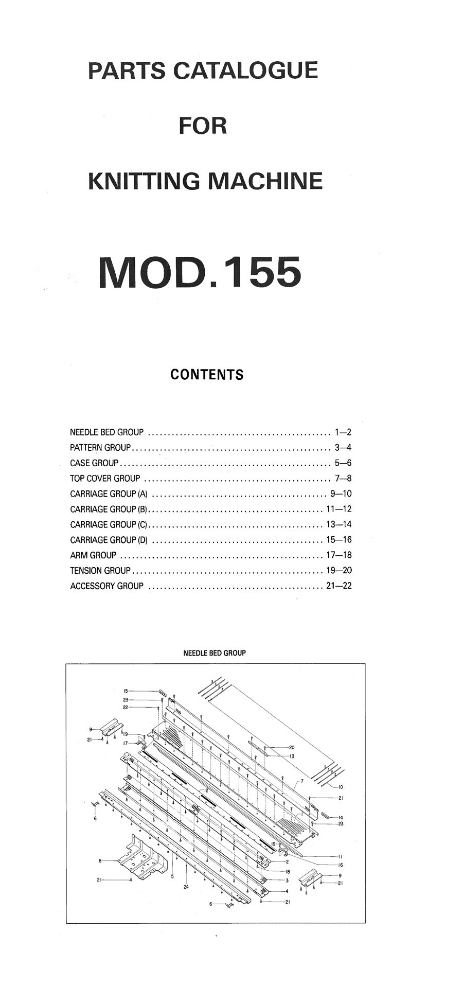 888605 SINGER PARTS CATALOGU For SK155 KNITTING MACHINE