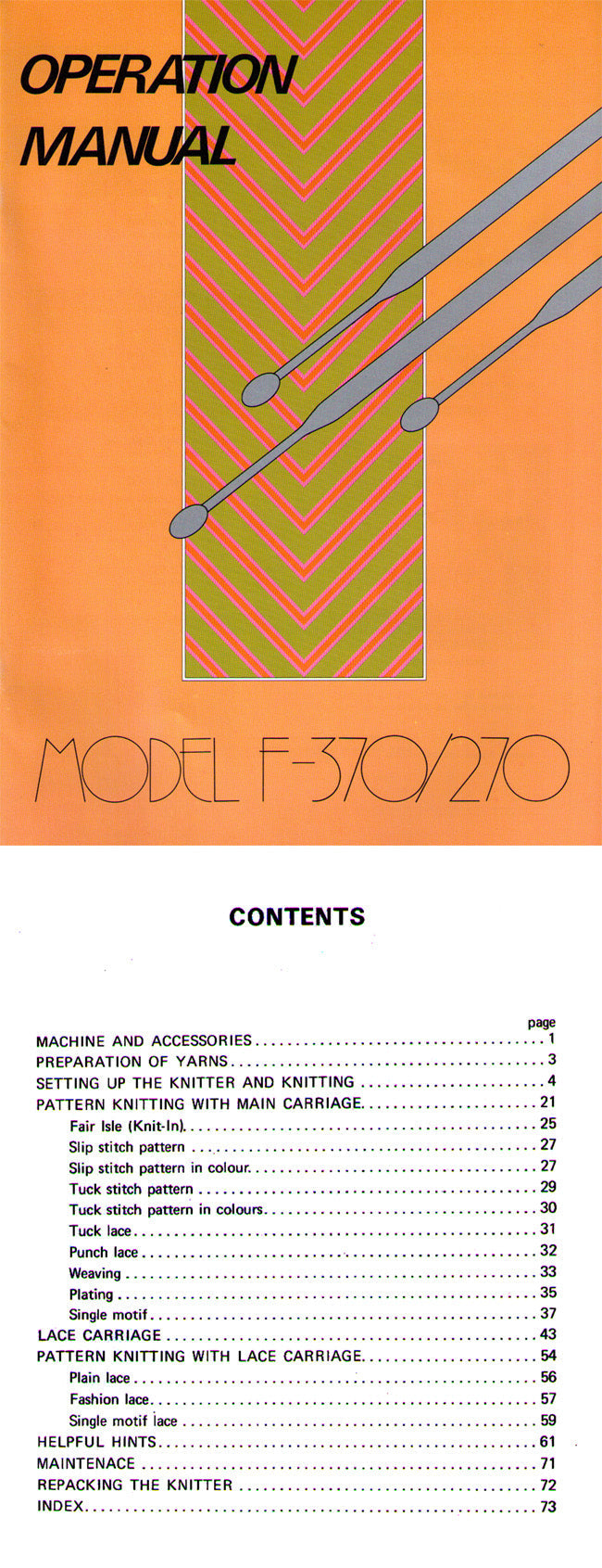 888515A OPERATION MANUAL for SINGER SK270 SK370 3.5mm PUNCHCARD