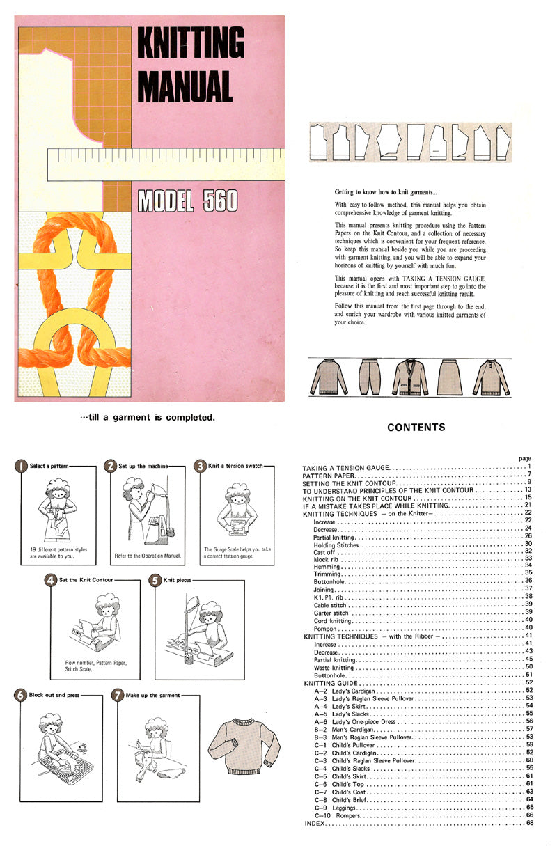 888516 KNITTING MANUAL for SINGER SK560 KNITTING MACHINE