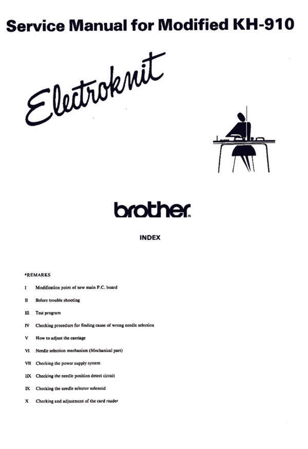 KH910 SERVICE MANUAL for BROTHER KNITTING MACHINE 888350