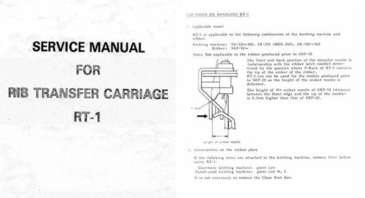 888555 SERVICE MANUAL for SINGER KNITTING MACHINE RT-1