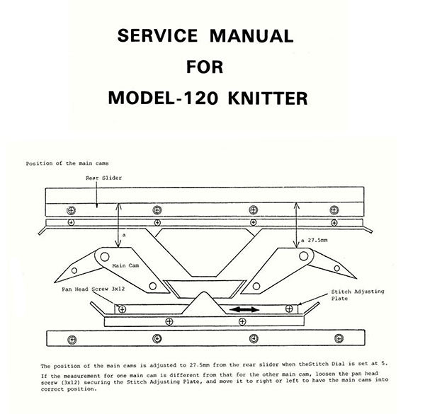 888556 SERVICE MANUAL for SINGER KNITTING MACHINE SK120