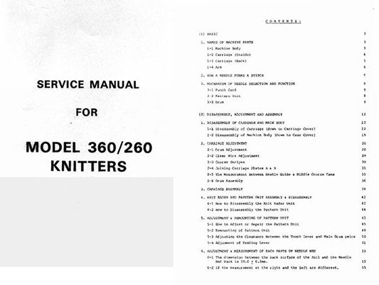 888557 SERVICE MANUAL for SINGER KNITTING MACHINE SK360 SK260