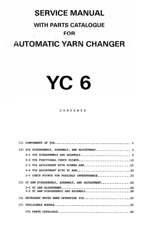 888550 SERVICE MANUAL for SINGER AUTOMATIC YARN CHANGER YC6